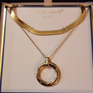 BELLA JACK two TIER GOLD TONE STATEMENT NECKLACE fashion jewelry